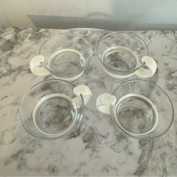Vintage Set Of 4 Bodum Demitasse 2.5 oz Espresso Cups, White Handles - Picture 2 of 7